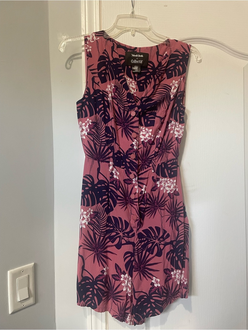 Modcloth Dusty Rose Tropical Print Romper